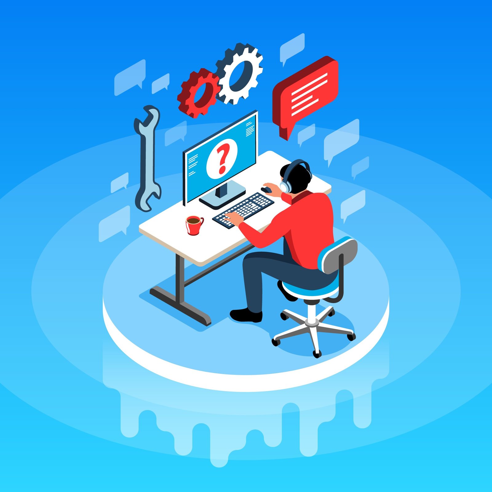 Technical Support Isometric Background Online technical support isometric background with male hotline operator in headset answering customer questions on internet vector illustration SSUCv3H4sIAAAAAAACA01RTU/DMAz9K1HOhYF26w3BhEBCTHCcOLiJaa2lcclHyzT1v+N0G9rNL37283s56gYiGV0fNTmXYwqQiL2u7yuNlhIHAqfru7nSMUHKEaNwBRlI2Ep3wZclu2N517XeIg8OtQzlRuAbej1Xl+bLlVBcPToabh5C+ievn/T8VWlo0ZtDERO1gA5h0d5Jaz8lDP35kJEs8qmEbKmUemQDTvrrcqhocV9e2wBDRybQiKFgi9FIod+9I48qoek8yaCKeRg4JEWRe0yBjGrA7NvA2Vs1UepUDw5Vx2kZ5AHFDAdFXnUINmJS4OOEgXyrTvoY1E/GuFhW7IUqFrwQRzTL6FUmt2ojyUMjEpvtp6yy6gO9xUXgdfusvjn0UAJLvyVPXZ2DPe2KK8Pe4JAyuNViih23h9WEjTB5L387z/MfcKzkdPkBAAA=